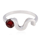 Garnet Solitaire Korean 925 Silver Red Gemstone Whisper thin Trendy Ring Jewellery