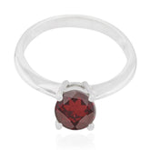 Garnet Solitaire Japanese 925 Silver sterling Red Gems Whisper thin Luxurious Ring Jewelry