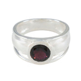 Garnet Solitaire Indian Sterling Silver Red Gems Classic Feminine Ring Jewelry