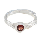 Garnet Solitaire French 92.5 Silver Red Gemstone Featherlight Romantic Ring Jewelry