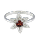 Garnet Solitaire Turkish Sterling Silver Red Gemstone Delicate Abstract Ring Jewellery