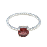 Garnet Solitaire Korean 925 Silver Red Gemstone Delicate Twist Ring Jewellery