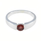 Garnet Solitaire Russian 925 Silver Red Gemstones Slim Luxurious Ring Jewelry