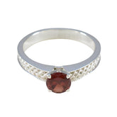 Garnet Solitaire Indian 925 Silver Red Gemstones Slim Sophisticated Ring Jewellery