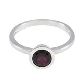 Garnet Solitaire Japanese 925 Silver Red Gemstone Dainty Modern Ring Jewelry