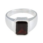 Garnet Solitaire German 92.5 Silver Red Gemstone Eye catching Abstract Ring Jewelry