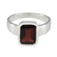 Garnet Solitaire Indian Sterling Silver Red Gemstone Slim Artisan Ring Jewellery