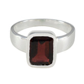 Garnet Solitaire Indian Sterling Silver Red Gemstone Slim Artisan Ring Jewellery