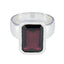Garnet Solitaire Italian 925 Sterling Silver Red Gemstone Edgy Contemporary Ring Jewelry
