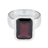 Garnet Solitaire Italian 925 Sterling Silver Red Gemstone Edgy Contemporary Ring Jewelry
