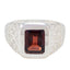 Garnet Solitaire Egyptian Sterling Silver Red Gems Eye catching Signet Ring Jewelry