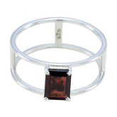 Garnet Solitaire Japanese Sterling Silver Red Gemstone Whisper thin Geometric Band Jewelry