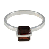 Garnet Solitaire Japanese 925 Silver Red Gemstones Dainty Contemporary Ring Jewelry