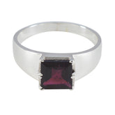 Garnet Solitaire French Silver Red Gemstones Minimal Glamorous Ring Jewellery