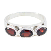 Garnet Trilogy Turkish Silver Red Gemstone Dainty Abstract Ring Jewelry