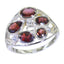 Garnet Penta Egyptian Silver Red Gems Slim Graceful Ring Jewelry