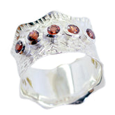 Garnet Penta Egyptian 92.5 Silver Red Gemstone Mid weight Vintage Band Jewellery