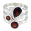 Garnet Trilogy African 925 Sterling Silver Red Gems Eye catching Armor Ring Jewelry