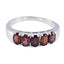 Garnet Penta Russian 92.5 Silver Red Gemstones Minimal Modern Band Jewelry