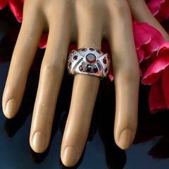 Garnet multiple German 925 Silver Red Gems Chunky Ethnic Ring Jewelry