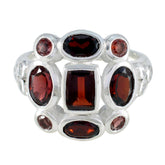 Garnet Navratna Egyptian 925 Sterling Silver Red Gems Classic Signet Ring Jewellery