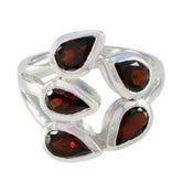 Garnet Penta Moroccan 925 Sterling Silver Red Gemstones Essential Modern Ring Jewellery