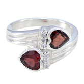 Garnet Toi et Moi Egyptian Silver Red Gems Minimal Abstract Ring Jewellery