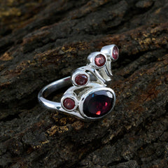 Garnet Penta African Silver Red Gems Versatile Modern Ring Jewelry
