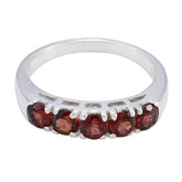 Garnet Penta Korean 925 Silver Red Gems Whisper thin Modern Band Jewelry