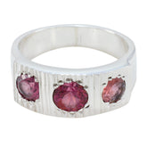 Garnet Trilogy Indian Sterling Silver Red Gems Minimal Boho Ring Jewellery