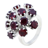 Garnet multiple Italian Silver Red Gemstone Statement Signet Ring Jewelry
