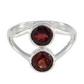 Garnet Toi et Moi American 92.5 Silver Red Gemstones Whisper thin Glamorous Ring Jewelry