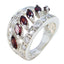 Garnet Hexa French 925 Sterling Silver Red Gemstone Versatile Abstract Ring Jewellery