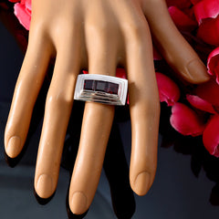 Garnet Trilogy German Silver Red Gemstones Statement Ethnic Ring Jewelry