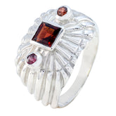 Garnet Trilogy German Sterling Silver Red Gemstones Essential Contemporary Ring Jewellery