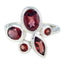 Garnet Penta African 92.5 Silver Red Gemstone Minimal Cultural Ring Jewelry