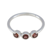 Garnet Trilogy Turkish 92.5 Silver Red Gemstones Minimalist Sophisticated Ring Jewelry