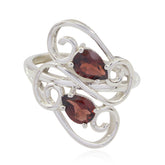 Garnet Toi et Moi Egyptian 925 Sterling Silver Red Gemstone Featherlight Sophisticated Ring Jewellery