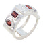 Garnet quarter Italian 925 Sterling Silver Red Gemstone Edgy Trendy Ring Jewelry