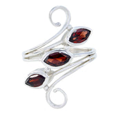 Garnet Trilogy Indian Silver Red Gems Eye catching Trendy Ring Jewellery