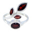 Garnet quarter African Sterling Silver Red Gemstone Minimal Leafy Ring Jewelry