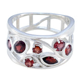 Garnet Hepta Latin American 925 Sterling Silver Red Gems Mid weight Filigree Ring Jewelry