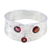Garnet Trilogy German 925 Sterling Silver Red Gemstone Tiny Love Ring Jewelry