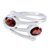 Garnet Toi et Moi Indian Silver Red Gemstones Slim Artisan Ring Jewellery