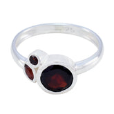 Garnet Trilogy Korean 925 Sterling Silver Red Gems Whisper thin Modern Ring Jewelry