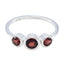 Garnet Trilogy Korean 925 Sterling Silver Red Gemstone Dainty Trendy Ring Jewelry