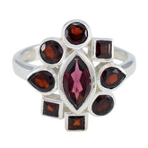 Garnet navratna Indian Silver Red Gemstone Eye catching Modern Ring Jewelry