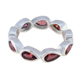 Garnet multiple Russian 92.5 Silver Red Gems Slim Eternity Band Jewelry