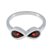 Garnet Toi et Moi American 925 Sterling Silver Red Gemstones Dainty Romantic Ring Jewelry