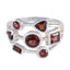 Garnet Hepta French 925 Silver Red Gems Featherlight Sophisticated Ring Jewellery